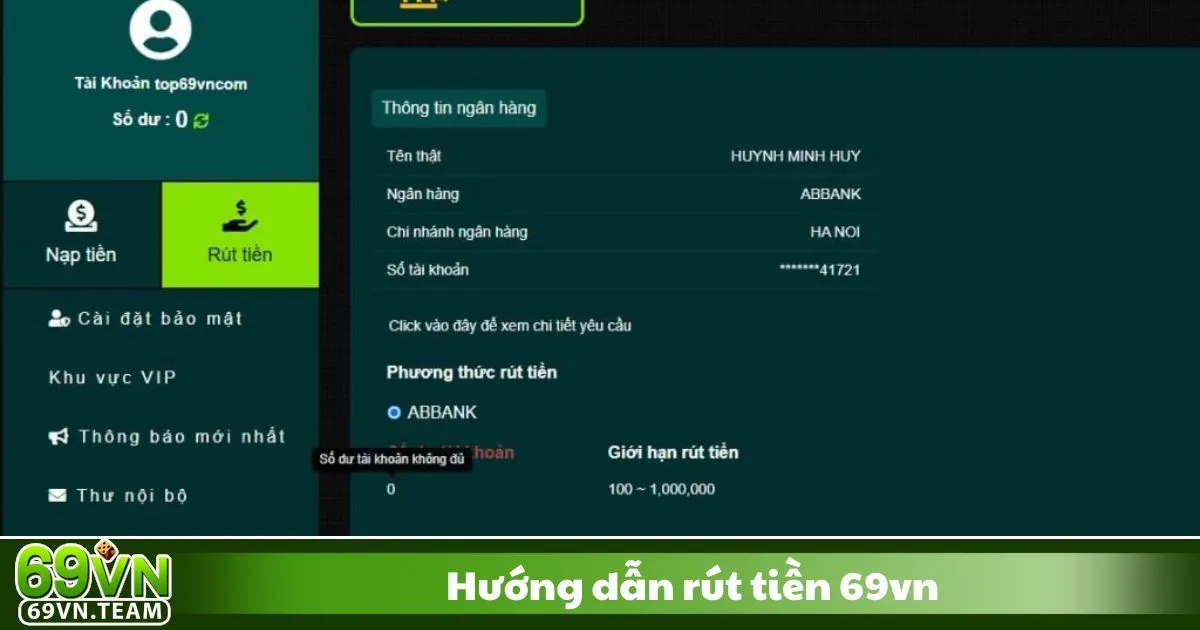 Điều kiện & số dư tối thiểu để rút tiền